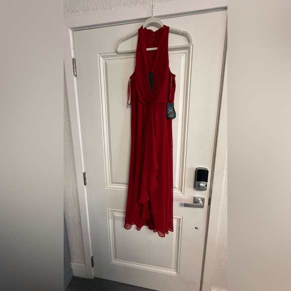 White House Black Market Sleeveless Chiffon Ruffle Dress - Red - Size 2 - NWT - Picture 5 of 15